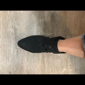 Black crisscross booties